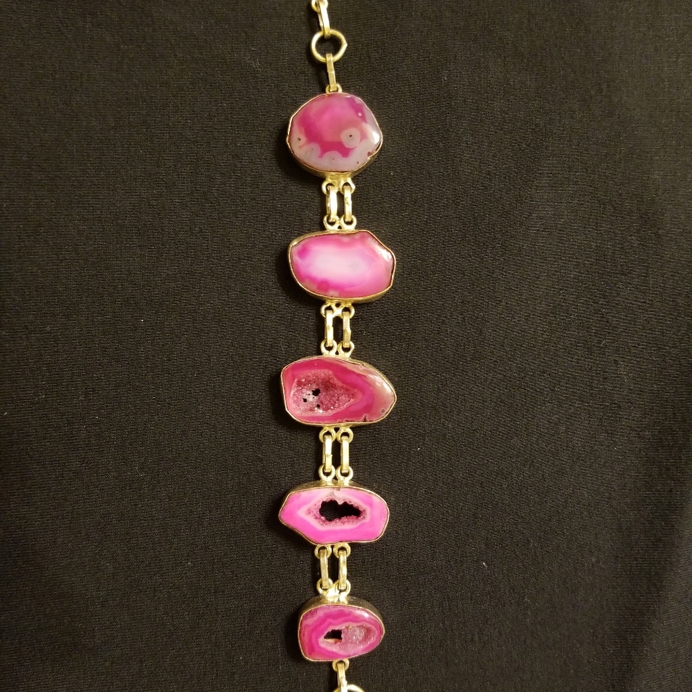 Pink Druzy agate bracelet